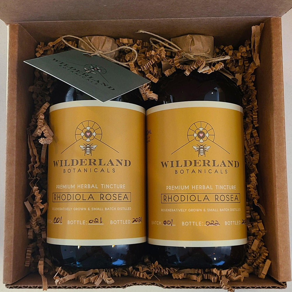 
                  
                    Boxed Rhodiola rosea tinctures from Wilderland Botanicals, safely packaged with crinkle paper for shipping.
                  
                